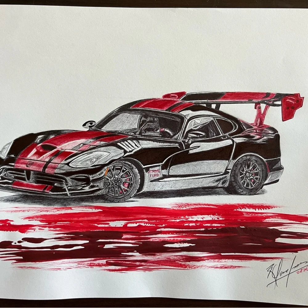 Red and Black Sports Car Dodge 2017 - Picture 1 of 2